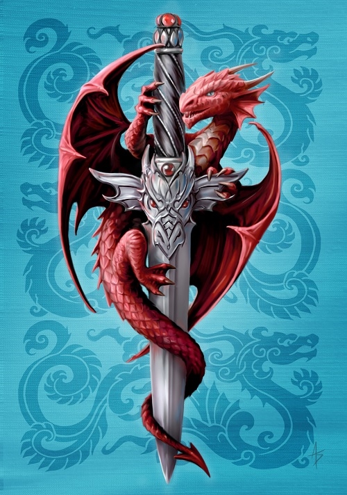 Dragon and DAGGER Card - 6 Pack by Anne Stokes