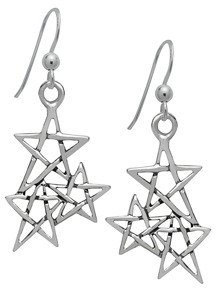 Silver Law of 3 Pentagram Earrings