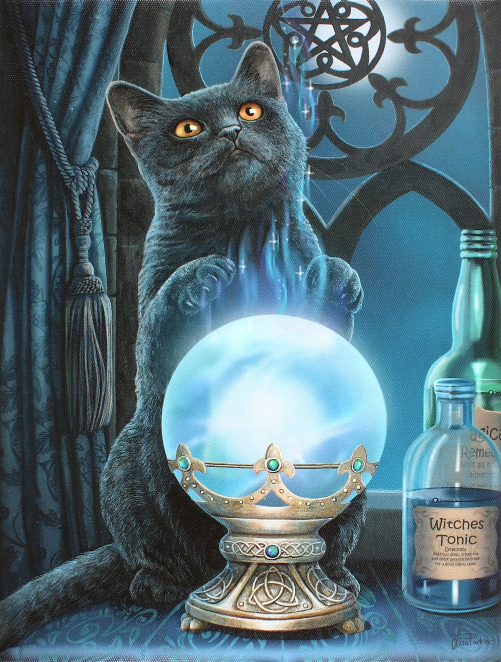 Witches Apprentice Cat Canvas Art Print by Lisa Parker