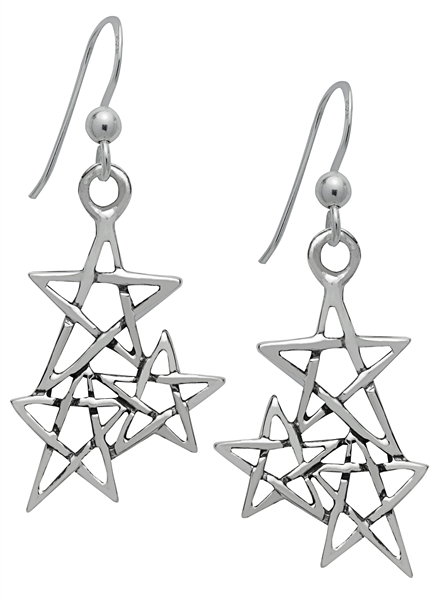 Silver Law of 3 Pentagram EARRINGS